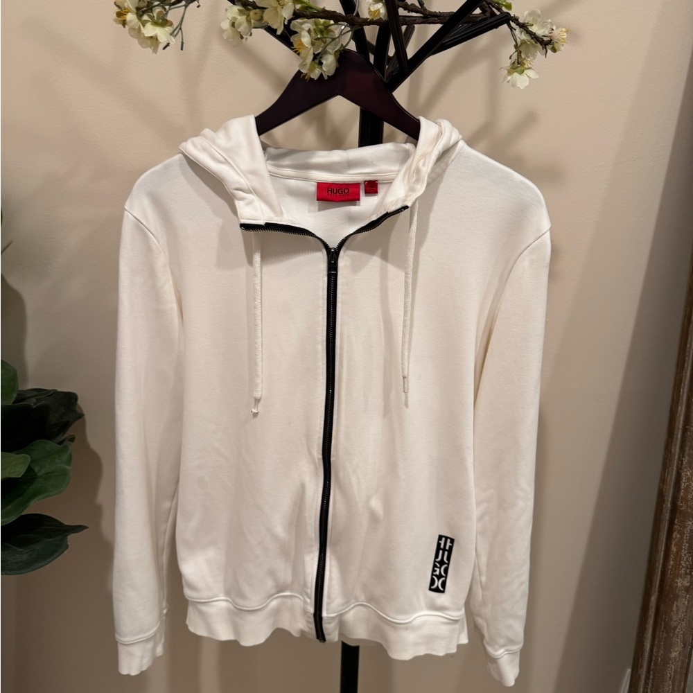 HUGO Ivory Zip-Up Hoodie